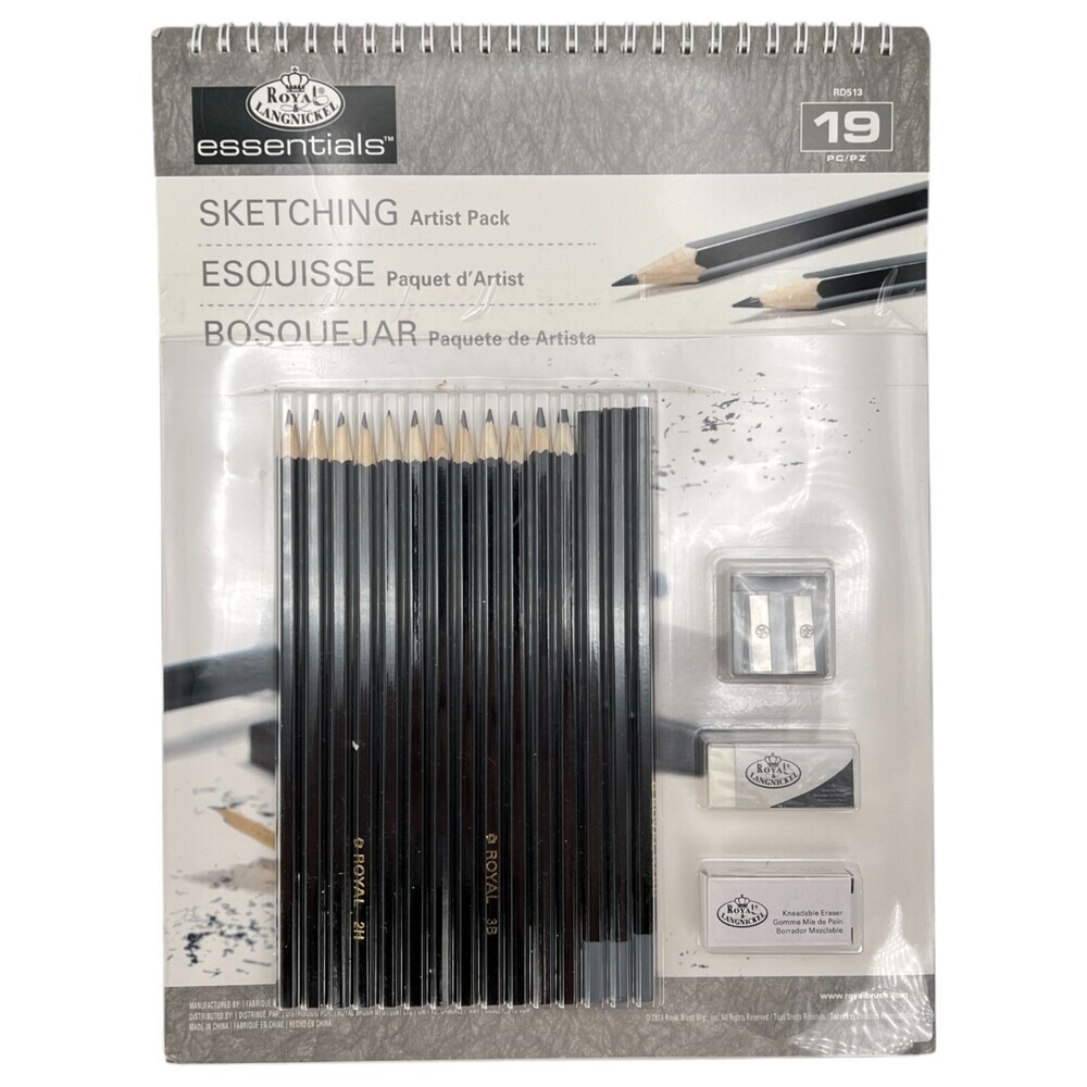 Royal Langnickel Essentials Sketching Artist Pack Pencils Sketchpad 19-Piece Set